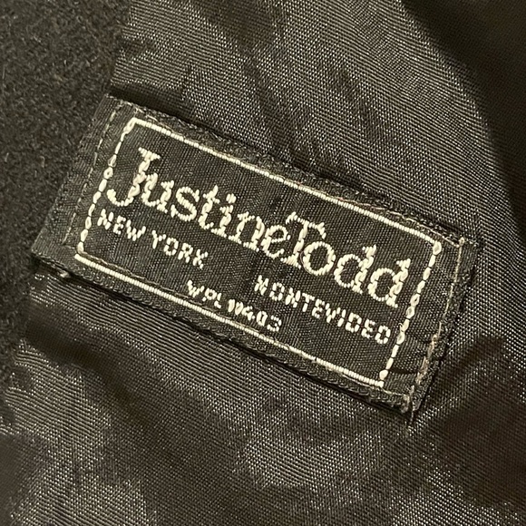 Vintage Justine Todd Black Pure Wool Cropped Blazer rope detail size 14 - Picture 8 of 8